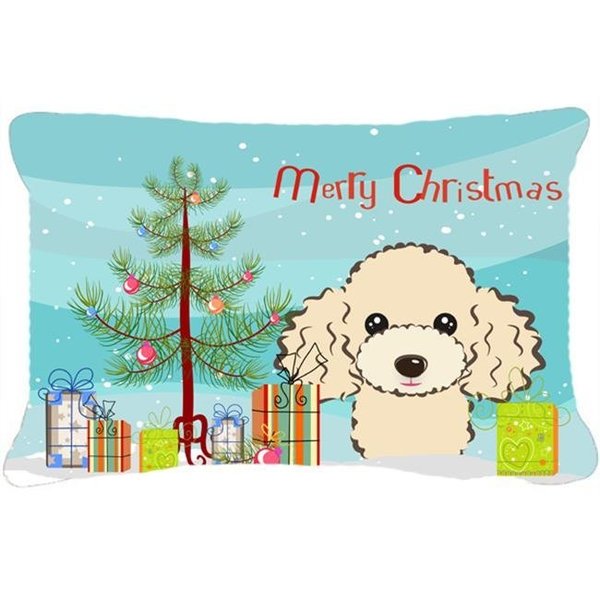 Carolines Treasures Carolines Treasures BB1630PW1216 Christmas Tree & Buff Poodle Fabric Decorative Pillow BB1630PW1216